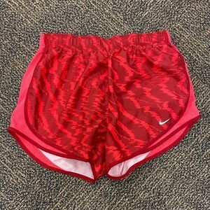 Nike red and coral Dri-FIT‎ Tempo Running Shorts